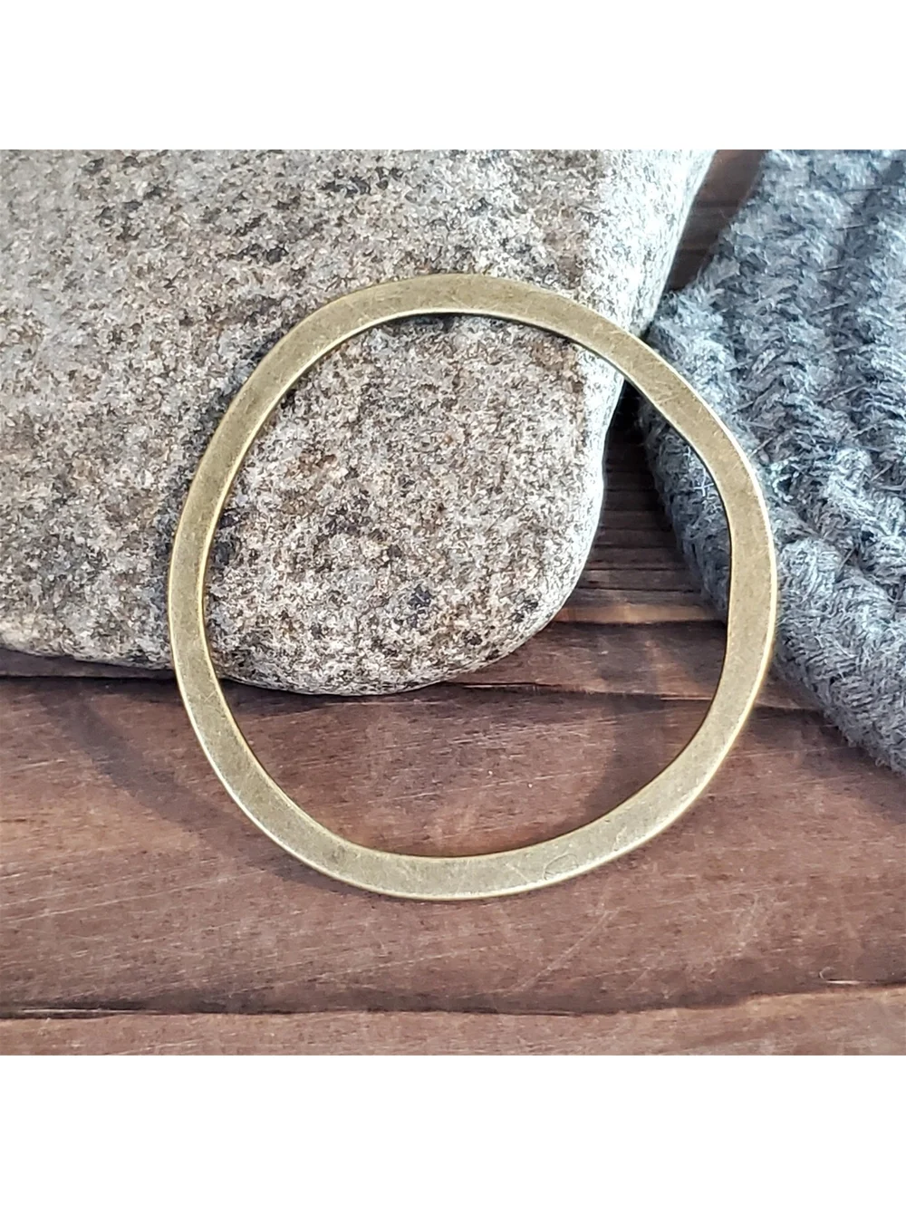 Avant Garde Antique Brass Large Baroque Irregular Wavy Circle Ring Pendant 1 pc